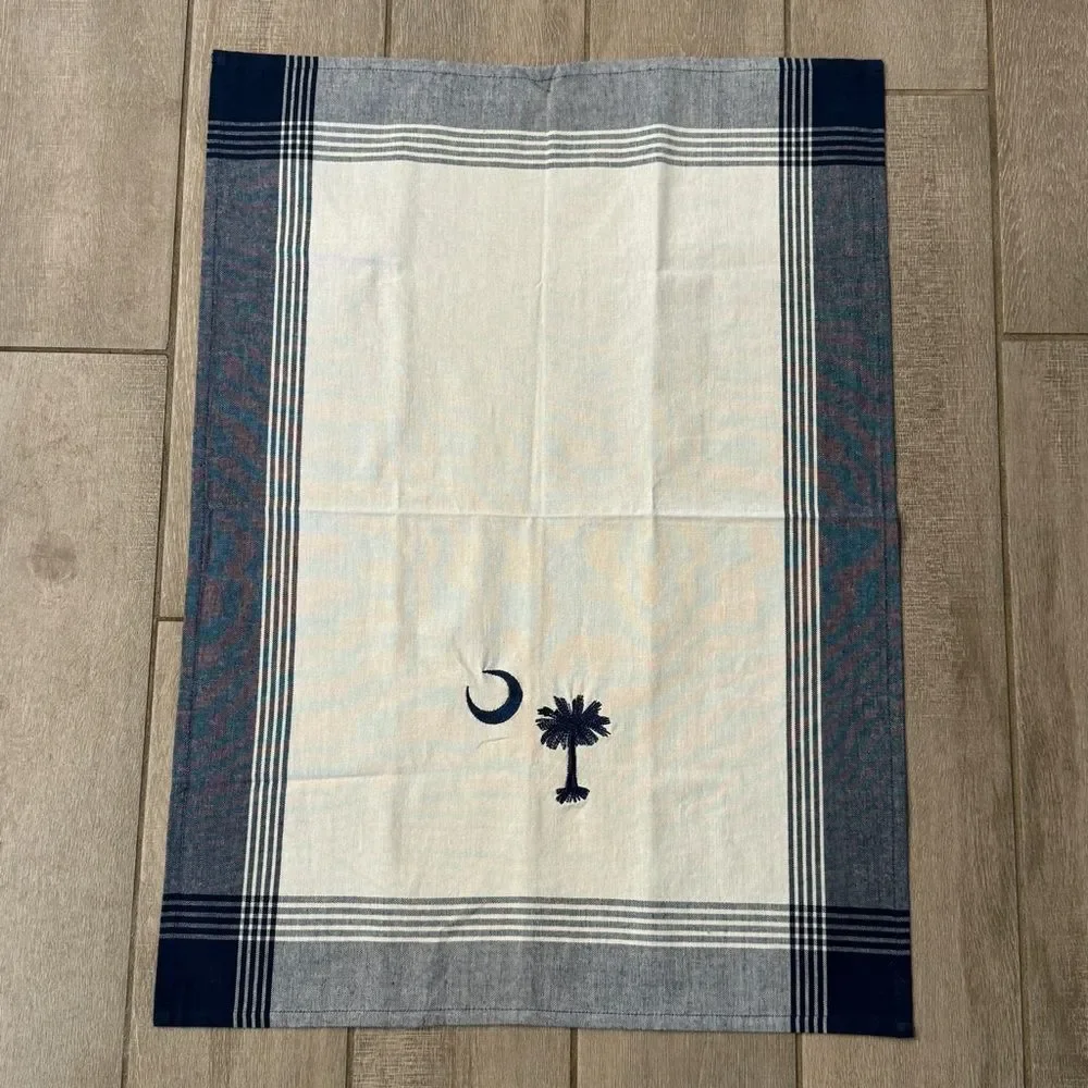 Dunroven House South Carolina Palm & Moon 6 Embroidered Napkins + Tea Towel